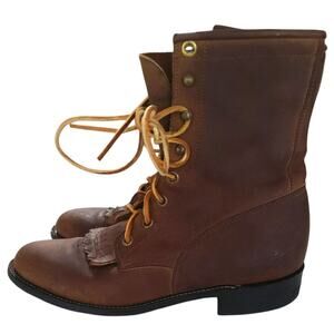 Justin's roper leather Western cowgirl boots women's size 6 lace up.